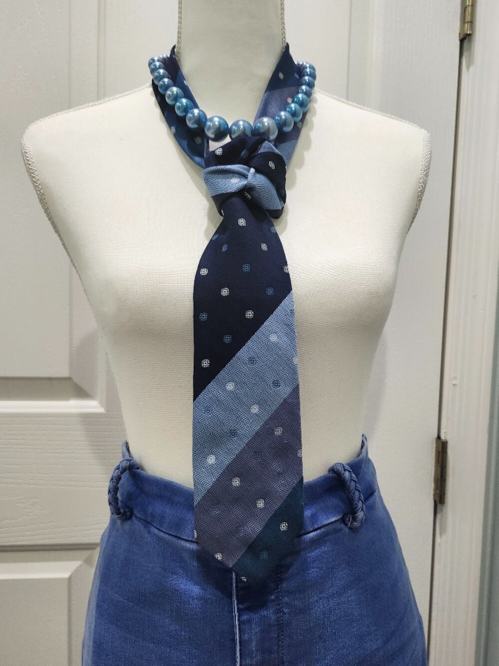 Neckwear & Large Blue Beaded Necklace, Reimagined for Today’s Trendy Look